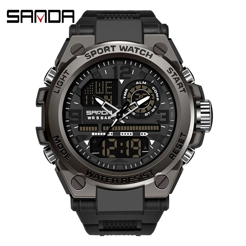 SANDA G Style Military Sports Watches Mens 50M Waterproof Digital Wristwatch Man Quartz For Men Clock Male Relogio Masculino, 5 colors