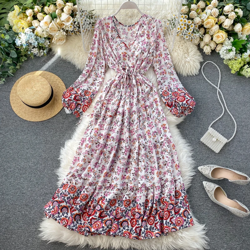 

100% cotton Summer New Women Bohemian Style Casual Holiday Dress Lady Embroidery o-neck Half Puff sleeve Short Midi Dress