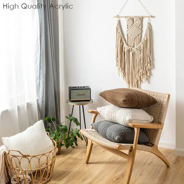 

Solid white decorative nordic luxury knitted soft pillow case cushion covers for sofa seat bed car hotel