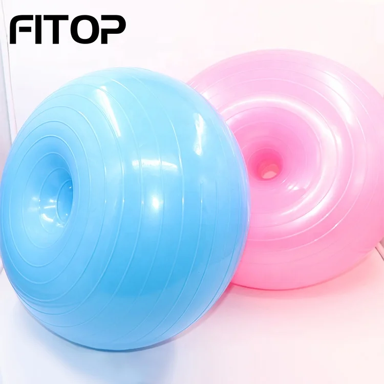 

50cm pvc yoga donut doughnut ball inflatable balance workout pvc donut shape yoga gym ball, Blue,pink