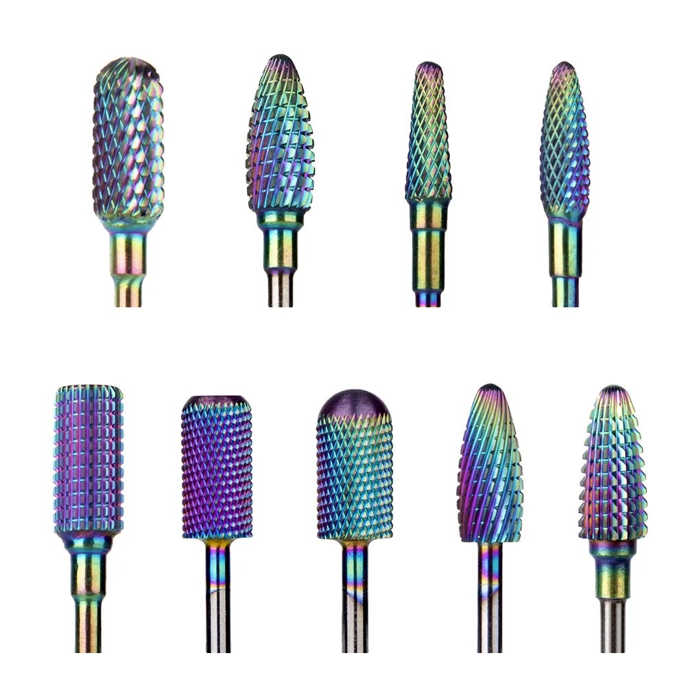 

Factory Wholesale Price Color Plated Carbide Manicure Pedicure Cuticle Grinder Clean Nail Drill Bit Set For Nail Salon, Rainbow