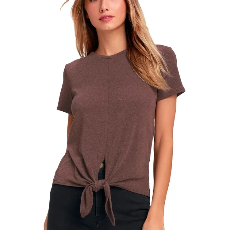 

New Arrivals Tie-Front Tee custom t shirt, Customized color