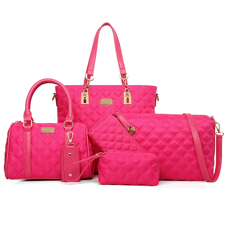 

2020 tote bag high quality women 6 pieces handbag purses sets pu leather Metal zipper