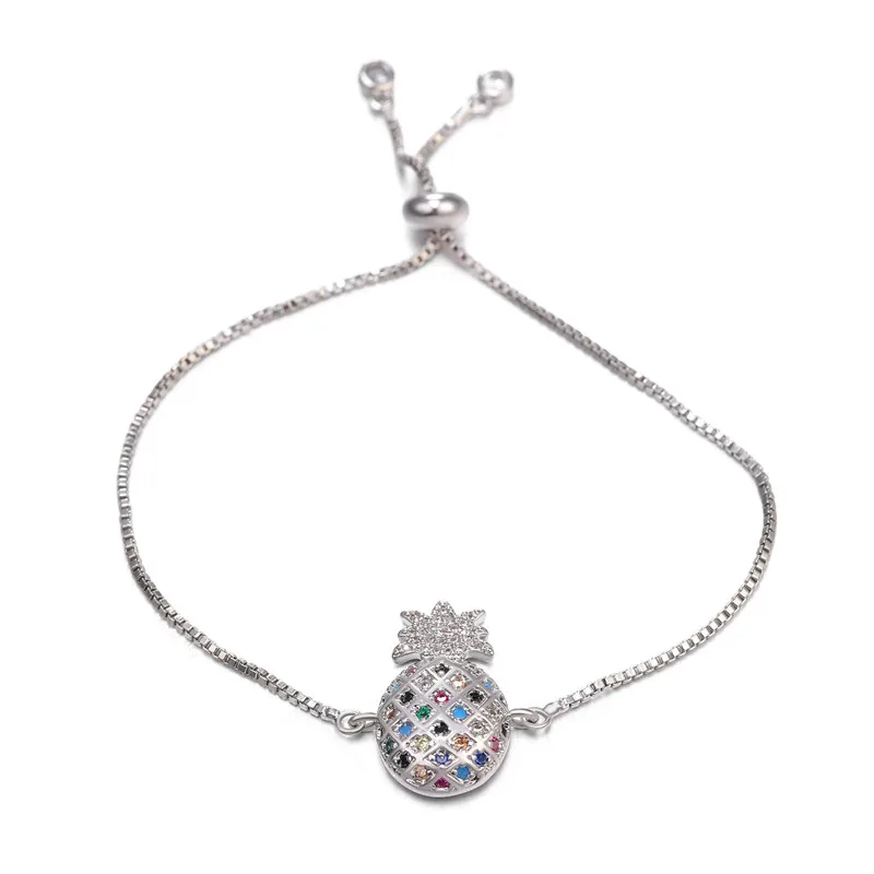 

High Quality Adjustable Thin Chain Bracelet Creative Color Pineapple Jewelry Girl Lady Gift Fruit Bracelet, As same as picture