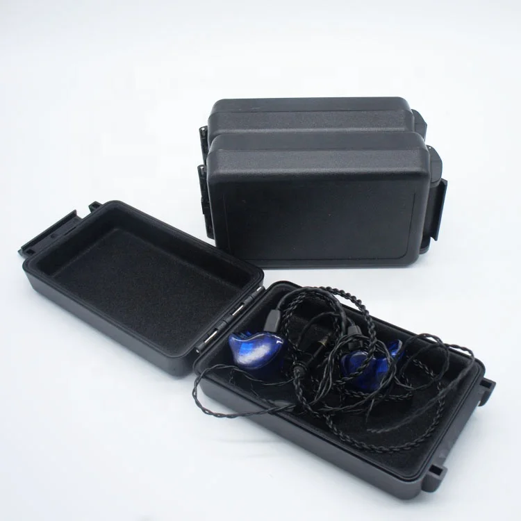 

Best quality in ear monitor earphone storage plastic hard case, black color plastic case for packing earphone