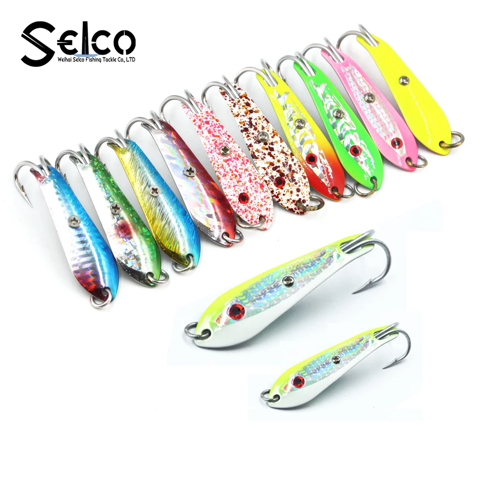 

Double hook fishing big spoons 2"/5cm, More than 200 different colors