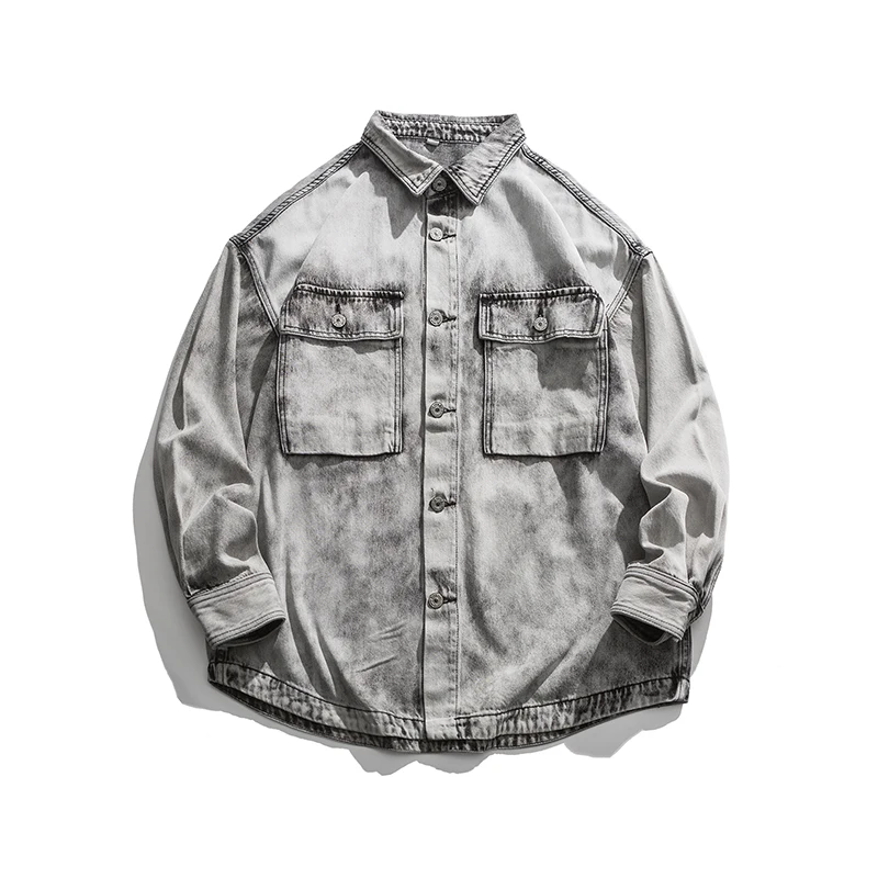 

Smoky grey denim jacket high street jeans shirt denim shirt