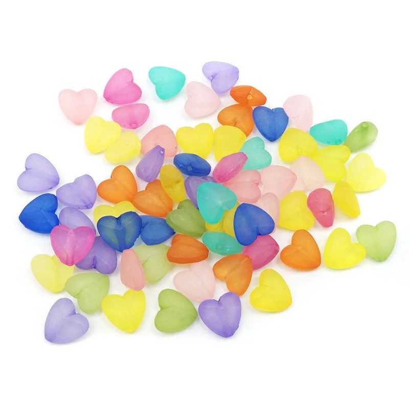 

Amazon 50 Pcs Mixed Matte Transparent Color Heart Love Shape Acrylic Beads For Diy Bracelet Jewelry