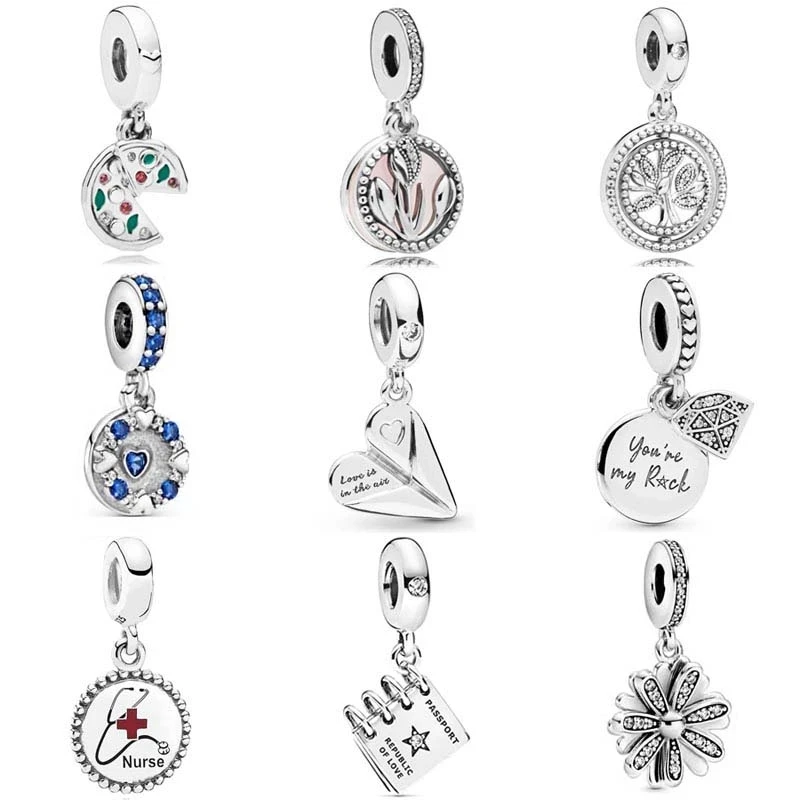 

Pizza and crystal nurse pendant beads apply to ladies European charm bracelet necklace with 925 sterling silver jewelry