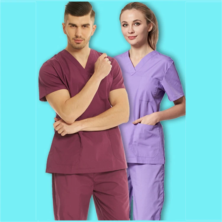 

FUJU V neck short sleeve Medical Scrub set unisex