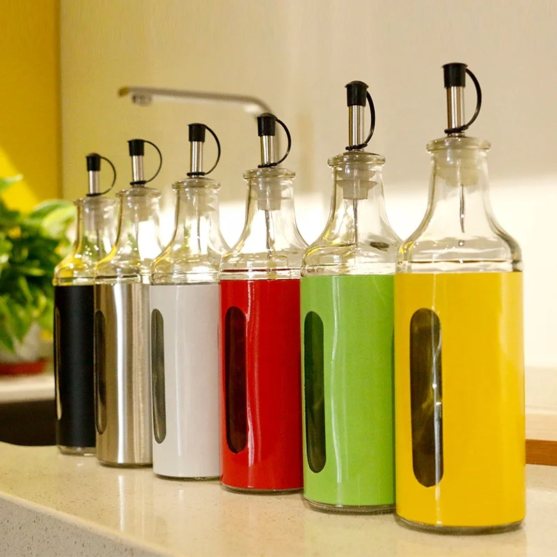 

Kitchen Measuring Control Glass Olive Cooking Oil Vinegar Bottle, Customized color