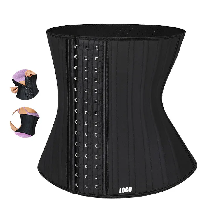 

custom logo strong slimming tummy control high waist loose weight 25 steel bone latex waist trainer shaper