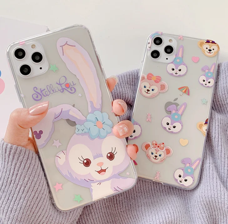 

For iPhone 12 pro case 12 11 X 7 8 Cartoon Duffy Stellalou Bear Bunny Lovely Silicone Case, Clear