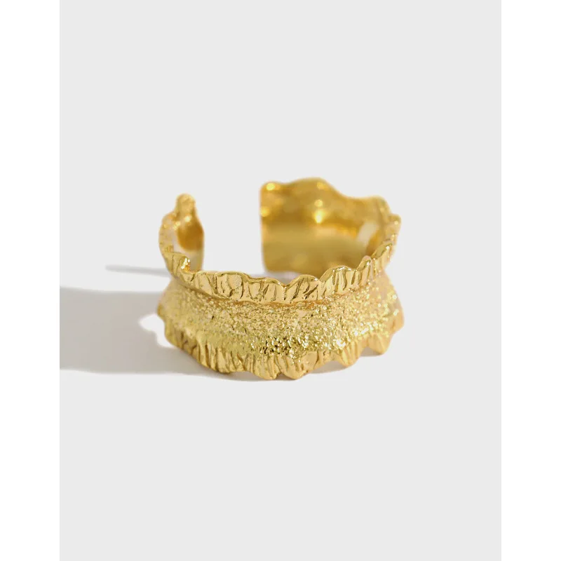 

Danyang 925 Sterling Silver Irregular Wave Gold Ring for Girls Women Adjustable Rings Fashion Jewelry