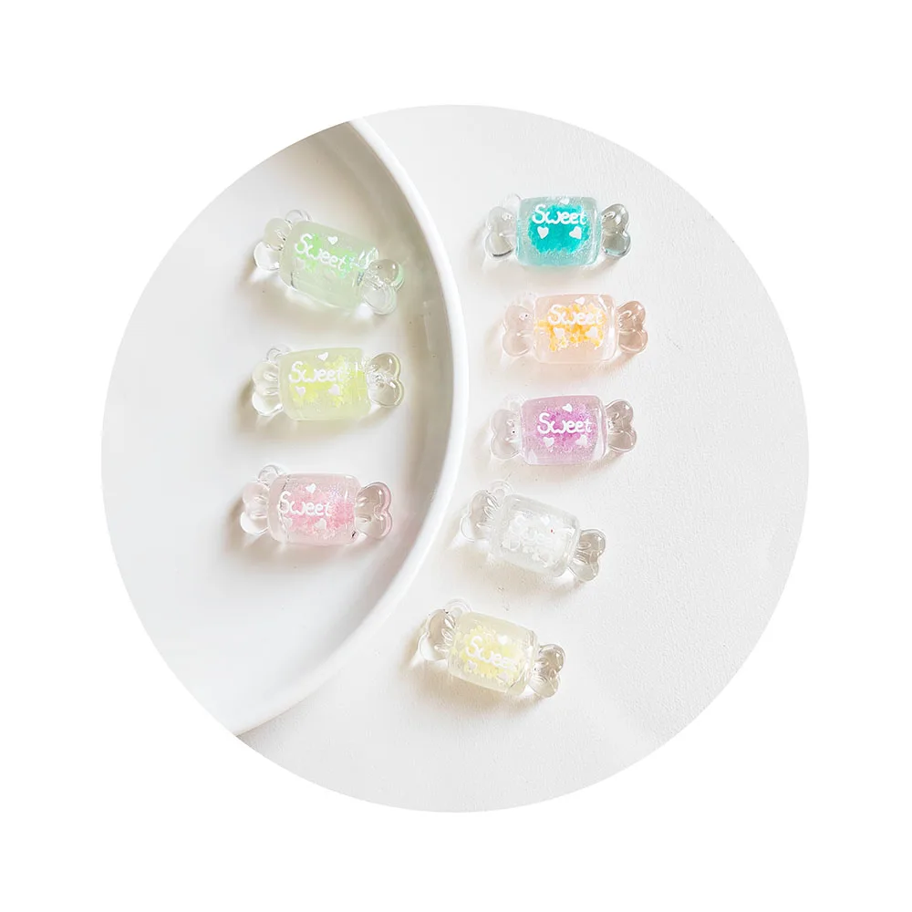 Children's DIY Jewelry Clear Candy Luminous Resin Beads for Handcrafted Jewelry Headwear Phone Case Decor Slime