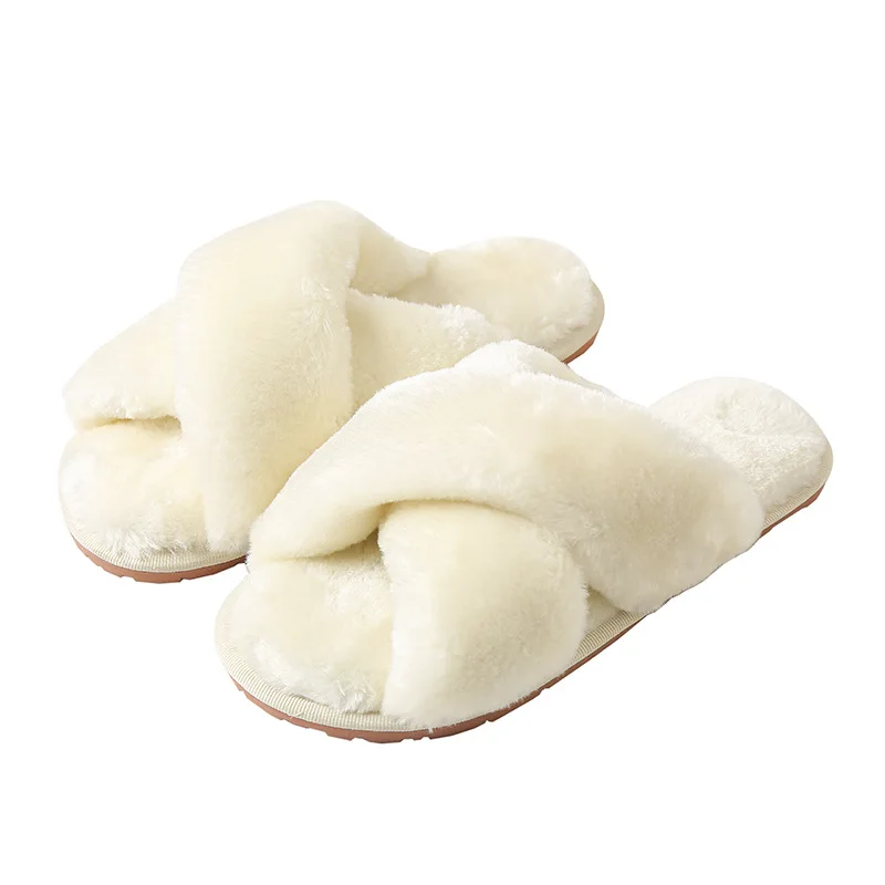 

Custom Fur Slides Wholesale Fluffy Bedroom Sheep Fur Indoor House Slippers Luxury Designer Flat Women Fashion Faux Fur Slippers, Customized color