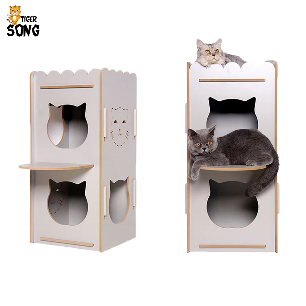 

Luxury wooden indoor cat house pet nest villa