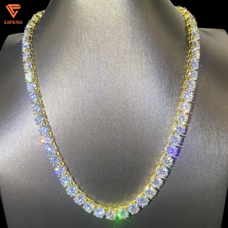 

8MM Iced Out Moissanite Diamond Tennis Chain Setting Fashion Jewelry Body Chain 1Row Diamond Tennis Necklace