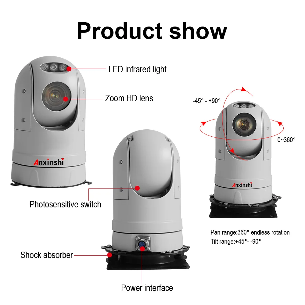Oem 5mp 2mp Starlight Vehicle Ir Ptz Camera H.265 Hdip Vehicle Mounted