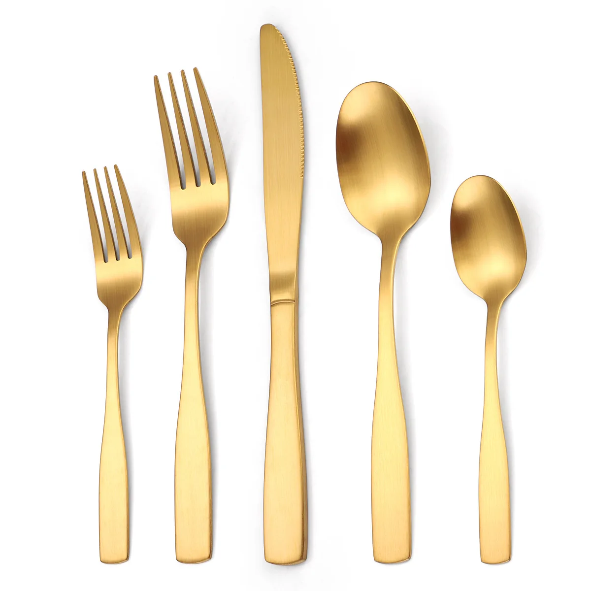 

Modern matte gold flatware flat handle stainless steel cutlery set flatware for wedding