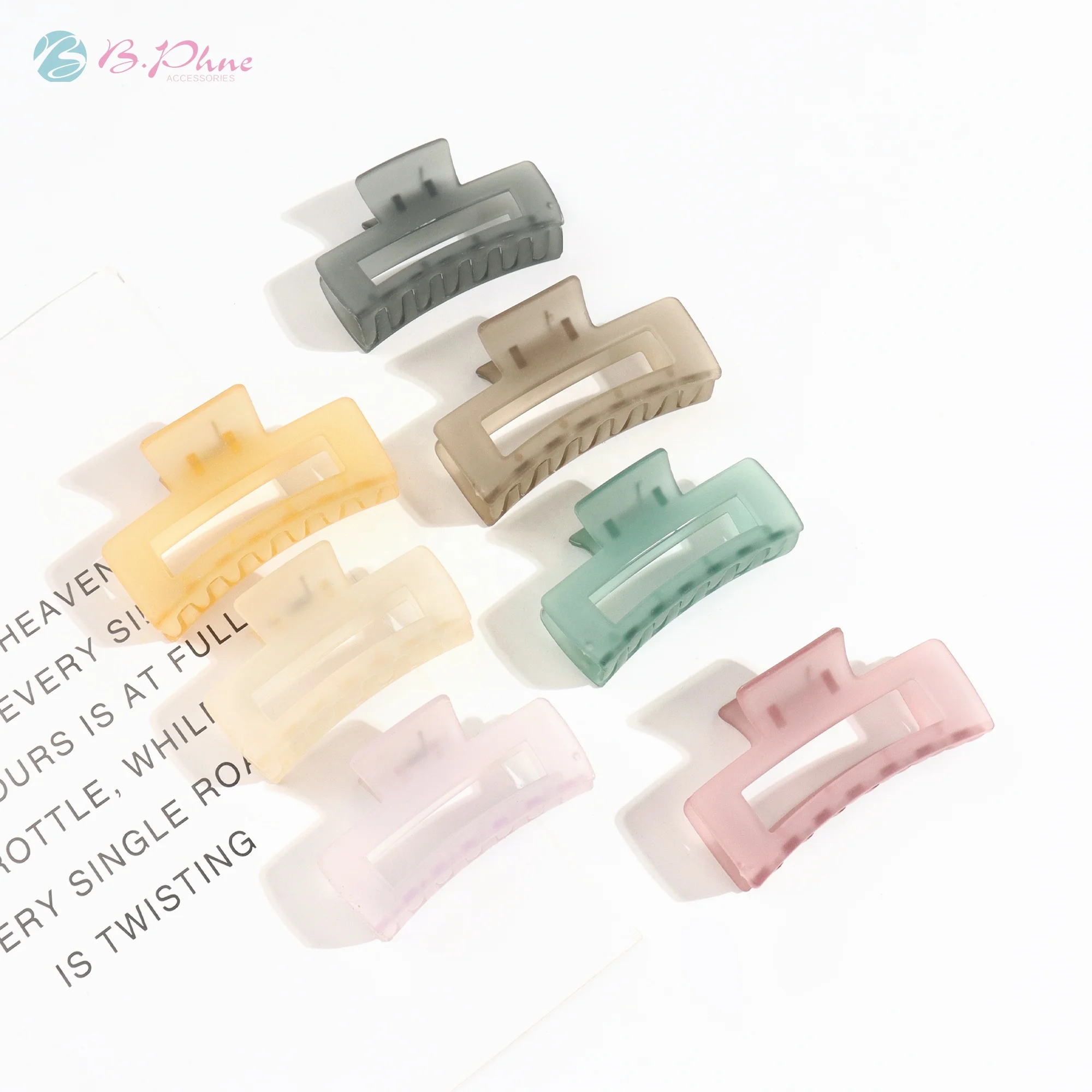 

Clips Accessories Plastic Matte Rectangle Hair Claws Transparent Jaw Clips for women