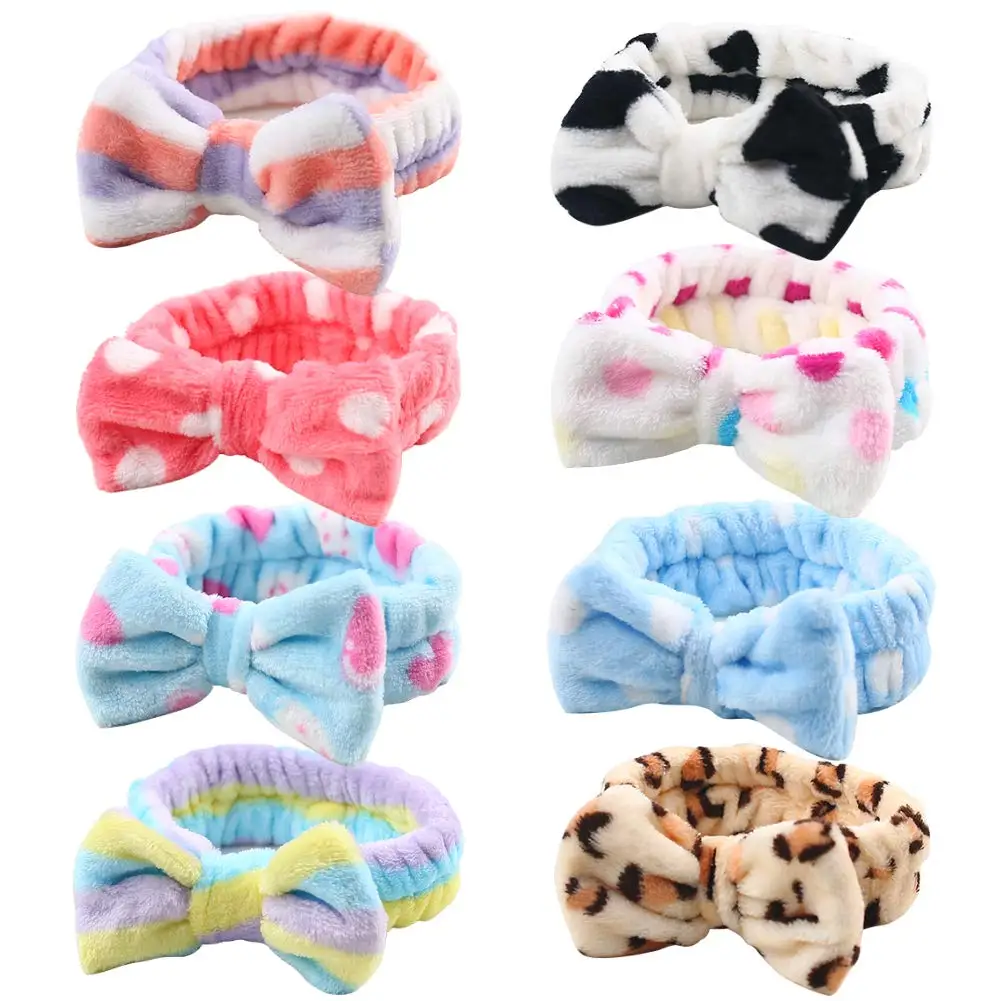 

Wholesale Spa Headband Fashion Bow Hair Band Women Facial Makeup Elastic Head Band