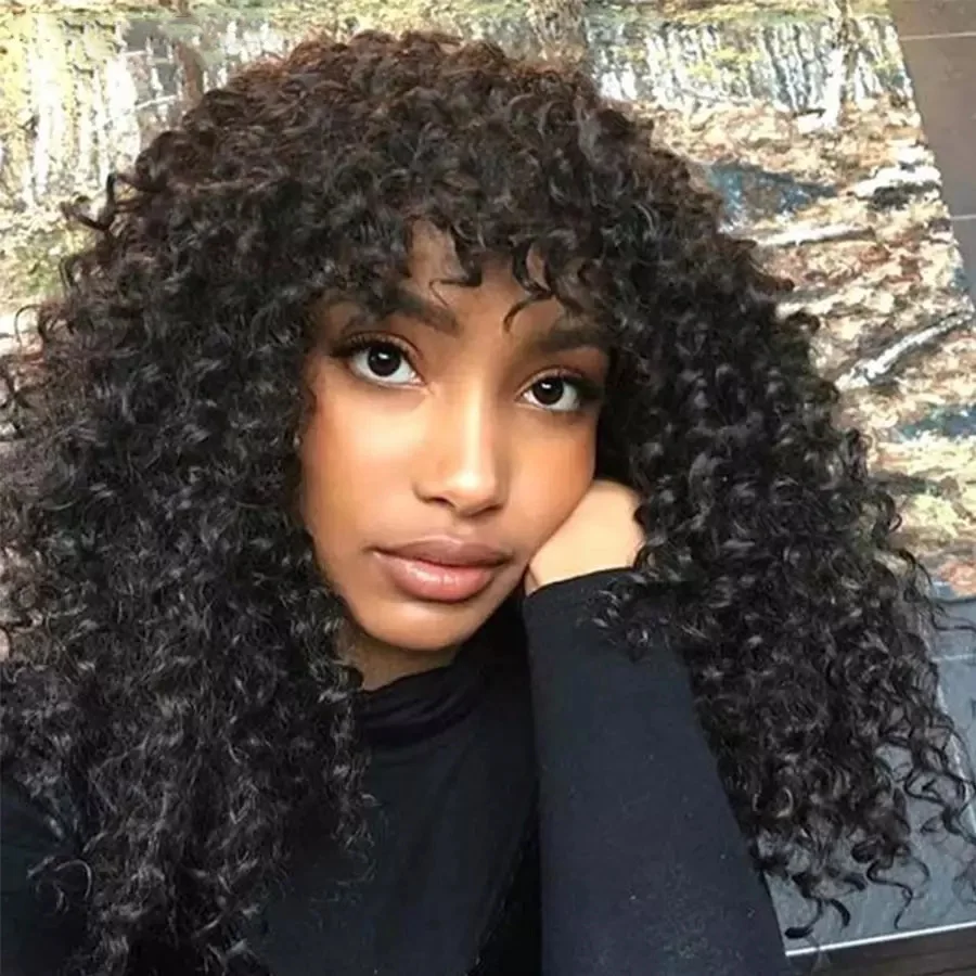 

Hot Selling Human Hair Wig Brazilian Afro Kinky Curly Bob Wigs Non Lace Front Human Hair Wigs For Black Women, Picture color