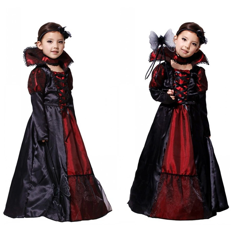 

Girls Halloween Cosplay Costume Christmas Mask Prom Costume Vicious Queen Children's Costume Princess Dress, Black