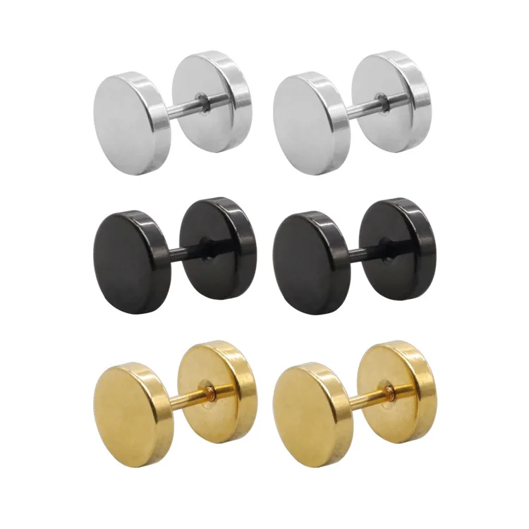 

Mens Stainless Steel Earrings Studs 18k Gold Plated Fashional 6mm Magnet Magnetic Ear Stud Earrings, Steel,black,gold