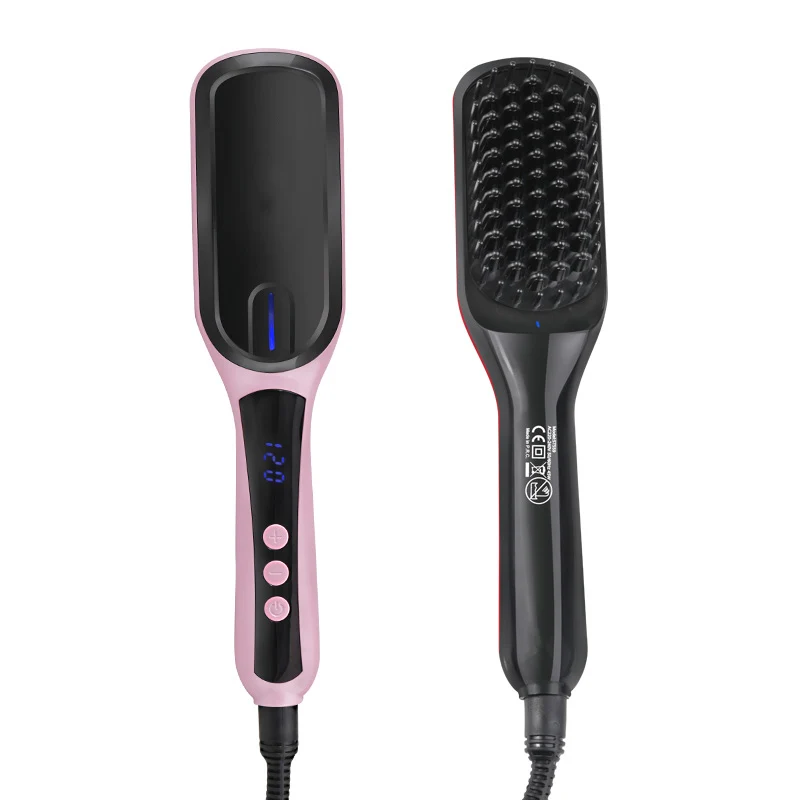 
Ionic Hair Straightener Brush Elegant Anion Hair Care Brush PTC Ceramic Heating Quick Styling Brush 