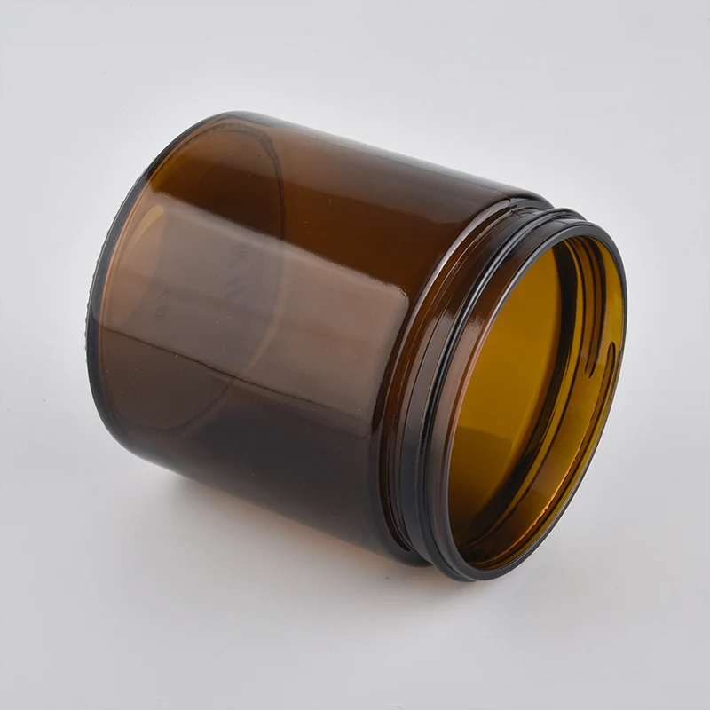 Wholesale Amber Glass Candle Container With Lid