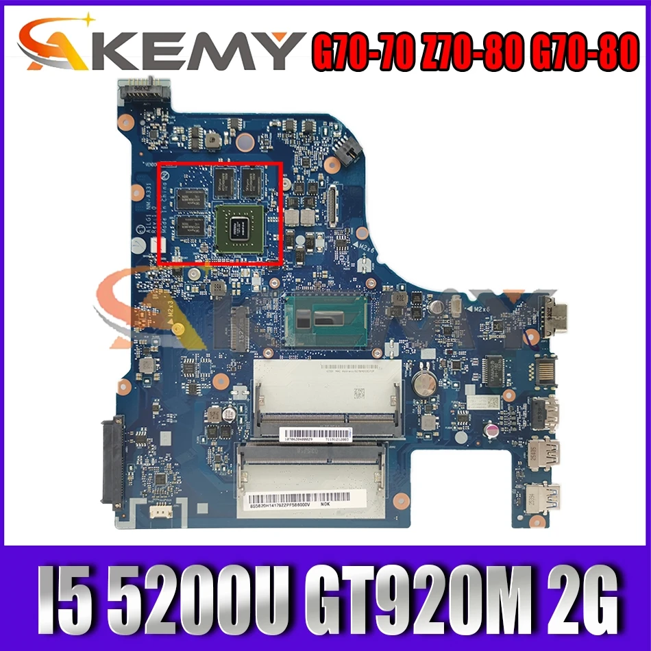 

Akemy AILG1 NM-A331 Motherboard For G70-70 Z70-80 G70-80 Laptop Motherboard CPU I5 5200U GT920M 2G 100% Test