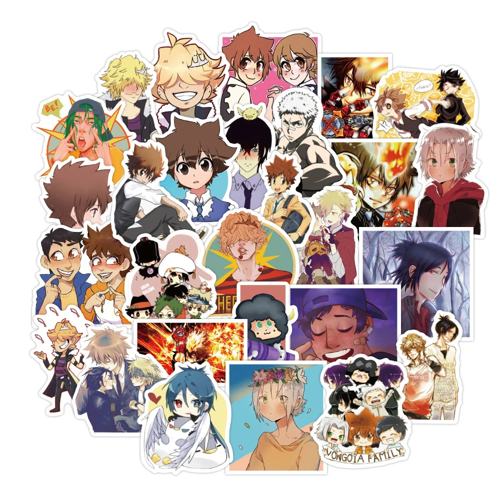 

Free shipping 50Pcs/Pack Japanese anime HITMAN REBORN sticker anime sticker pack die cut vinyl stickers