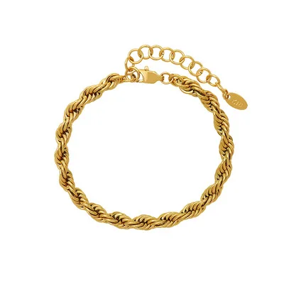 

Newest Designed Anti Tarnish Real Gold Plated Chunky Twisted Bracelet Stainless Steel Twisted Bracelet For Ladies