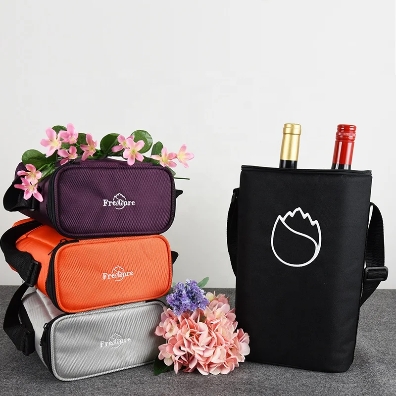 

Hotsale Wine Cooler Bag/2 Bottle Wine Cooler Bag /1680D Polyester Wine Bottle Cooler Bag With Interlayer, Black or other