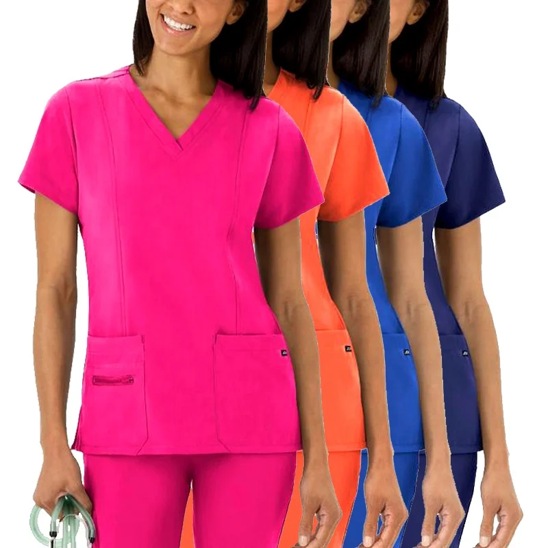 

Best Selling Uniformes Medical Clothing Hospital Breathable Dry Srubs Medical Scrubs Uniform Pink/White Hospital Uniforms Women, Customized