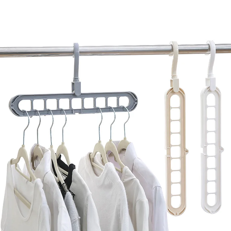 

9 Hole Clothes Hanger Drying Rack Folding Storage Racks Plastic Trousers Rack 360 Rotate Coat Hanger, As show