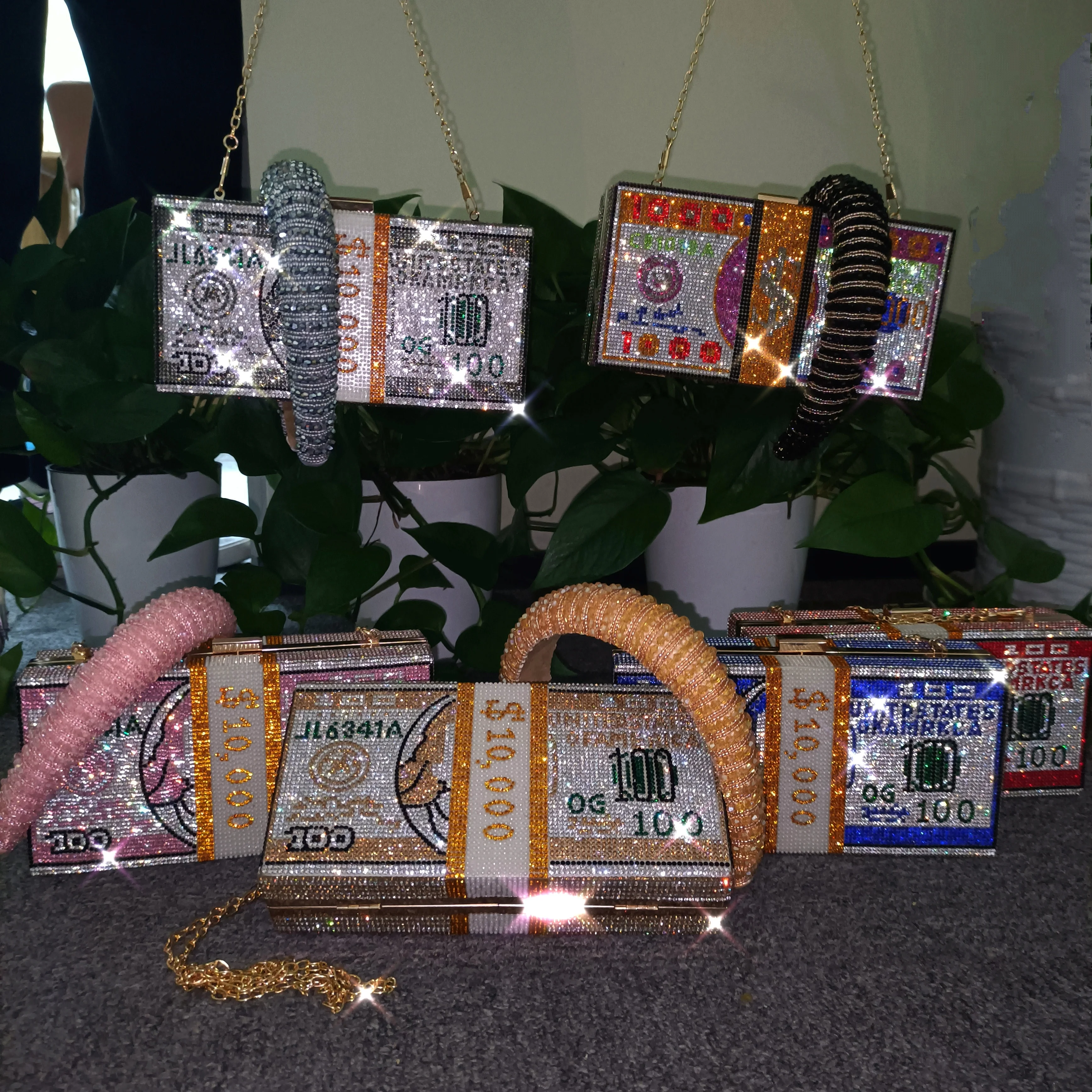 

Ladies clutch bags Dollar Evening Bag Purse Luxury Fashion Rhinestone Handbags For Women