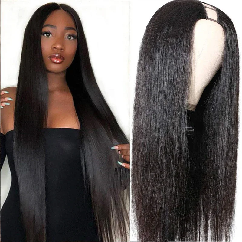 

Hair order online  brazilian hair wigs fashion wigs straight U part wigs, Natural color