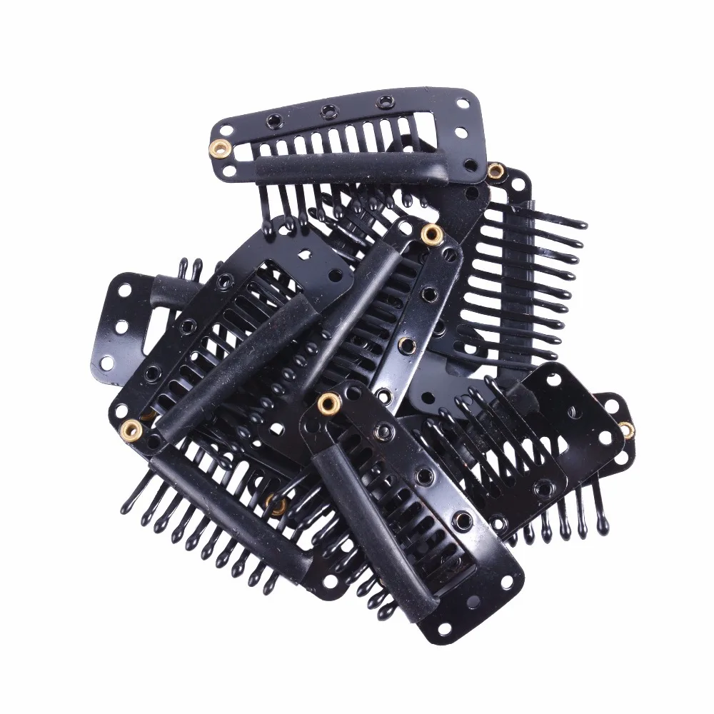 

Black 10-Teeth Stainless Steel Comb Wig Snap Clips for Hair Extensions T teeth wig toupee snap clips BB clips