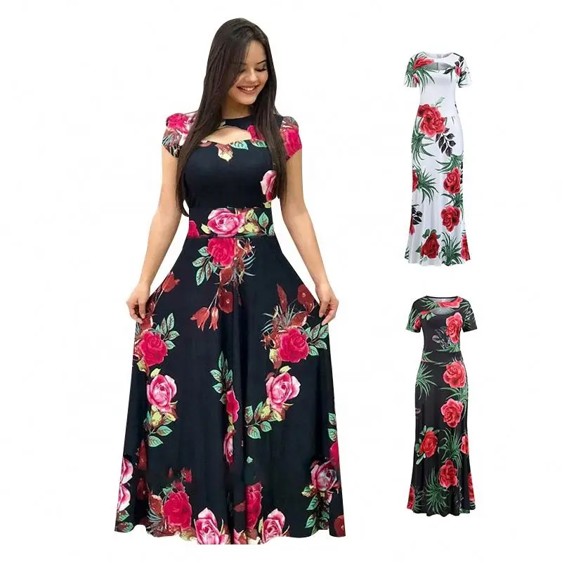 

Hot sales plus size dress casual dresses 2022 Indian fashion women clothing ladies print maxi dress