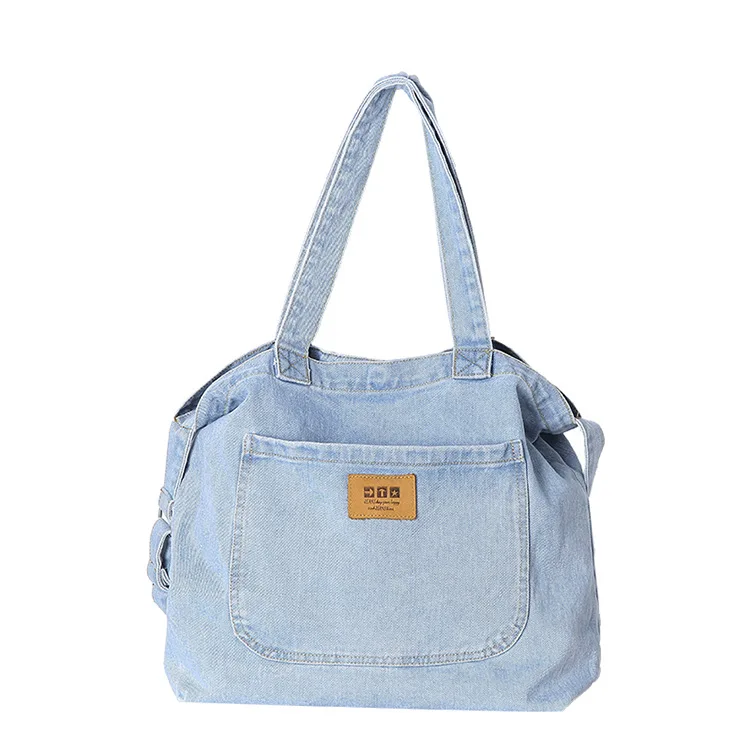 

Canvas Jeans Blue Shoulder Bag Top-Handle Tote Handbags Large Messenger Travel Bolsas Mujer Denim Crossbody Bags For Women, Light blue