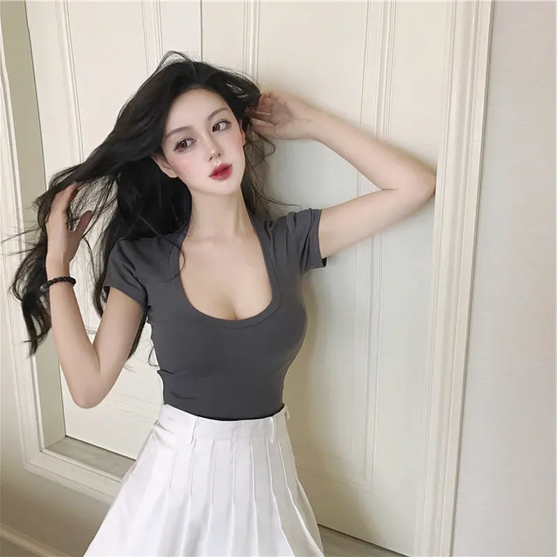 

Hot selling blank round neck women crop top t shirt, Picture showed