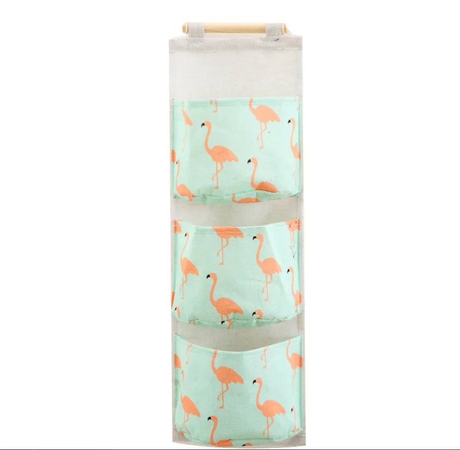 

Creative Cotton And Linen 3 Layer Pocket Cloth Art Door Sundries Vegetable Fruit Hanging Reusable Food Storage Bag