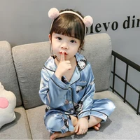 

High quality comfortable printed satin or silk kids homewear kids sleepwear 2 pieces children pajamas