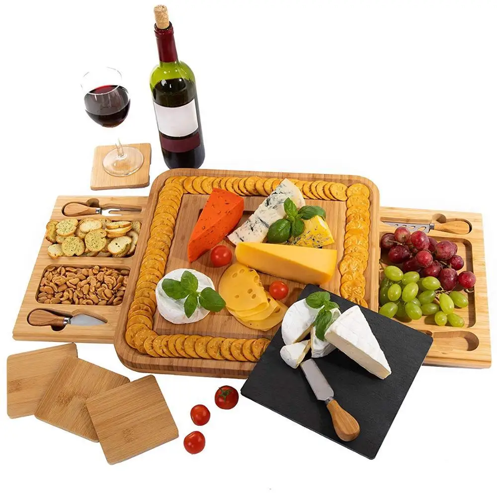 

Hot selling cutting board set, western bamboo cutting board, knife box, Wood color
