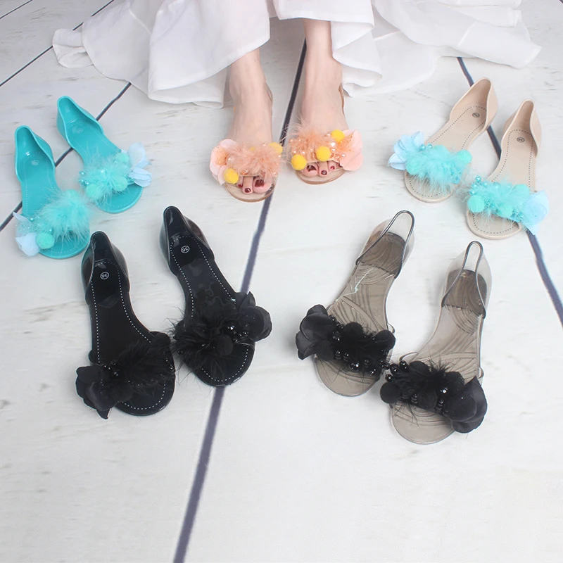 

New Design Wholesale Fashion Casual Ladies Summer Jelly Shoes Women Flower Fish Mouth Sandals, Picture color