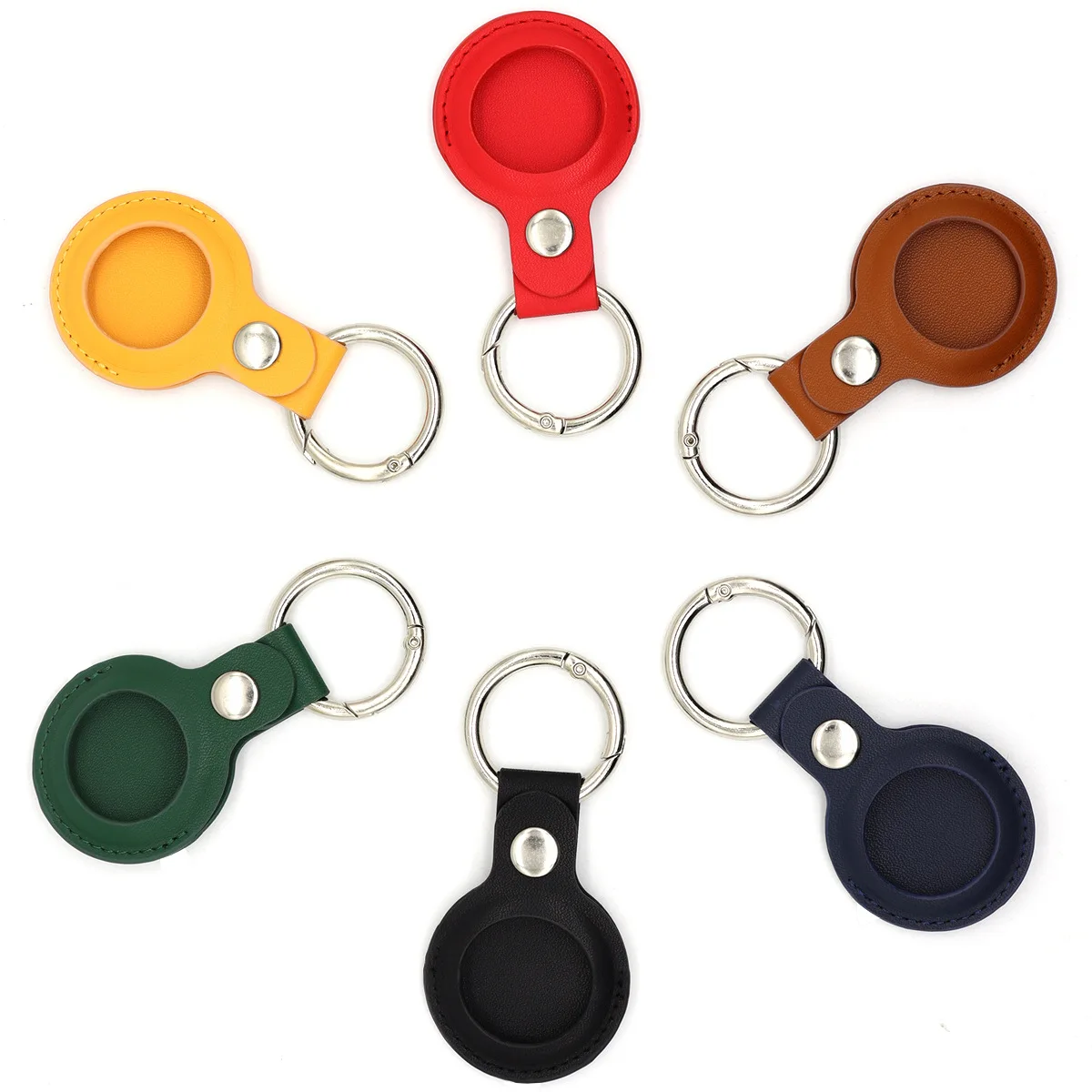 

2021Trend Phone Accessories Hotselling Hot GPS Air Tag Case Cover Basic Leather with Key Ring Vegan Leather Case for Airtag, Many colors