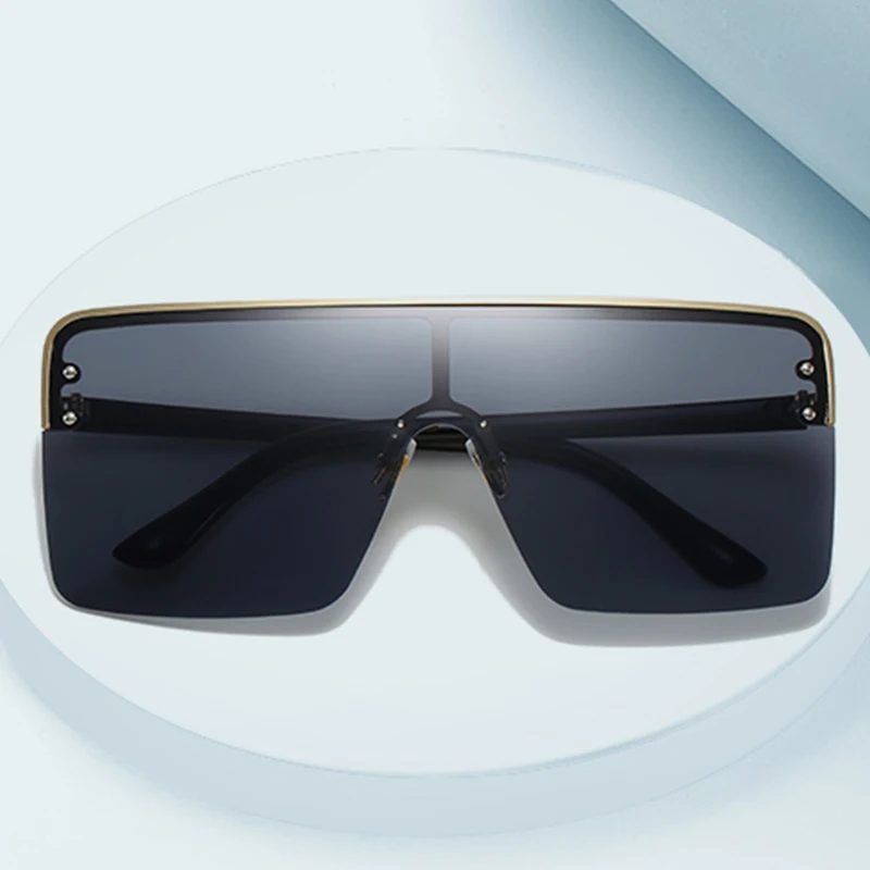 

2021 Wholesale Women Oversized One Piece Rectangular Shape Shades Sunglasses