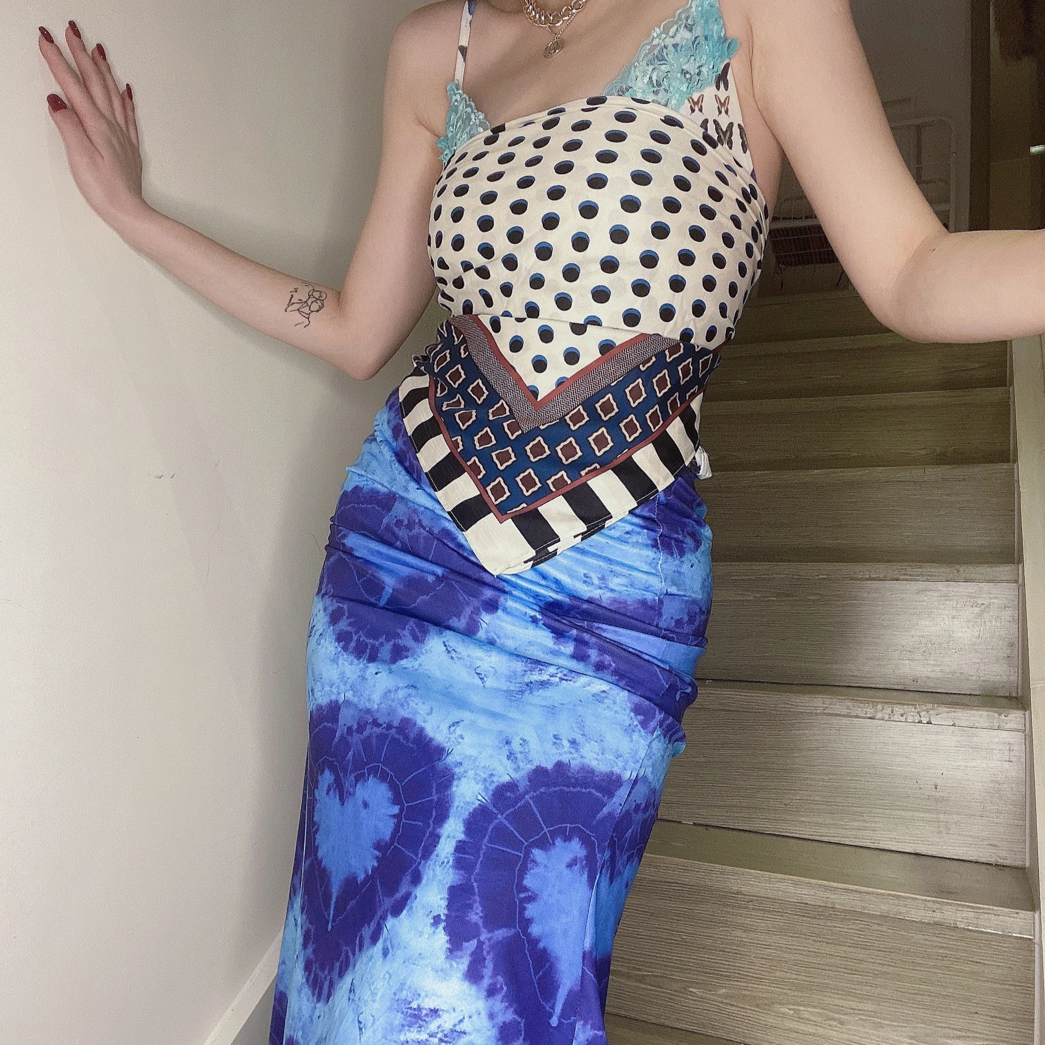 

Nibber M20J11114 2021Dress Heart Print Loose Low Waist Package Hip Skirts Femme Bottom Streetwear Party Women Mid-Calf Skirts